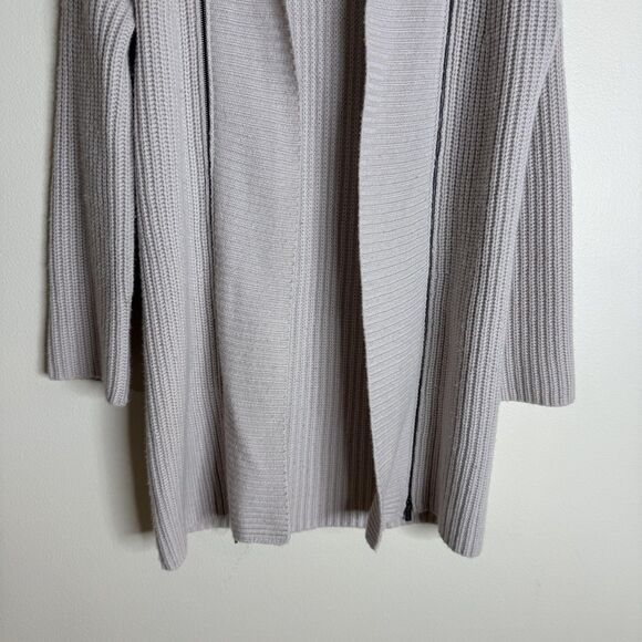 Elie Tahari Sweater Womens Small Gray Open Front Cardigan Wool Cashmere Ribbed - Picture 3 of 12